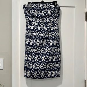 Banana republic 10P strapless dress navy white
